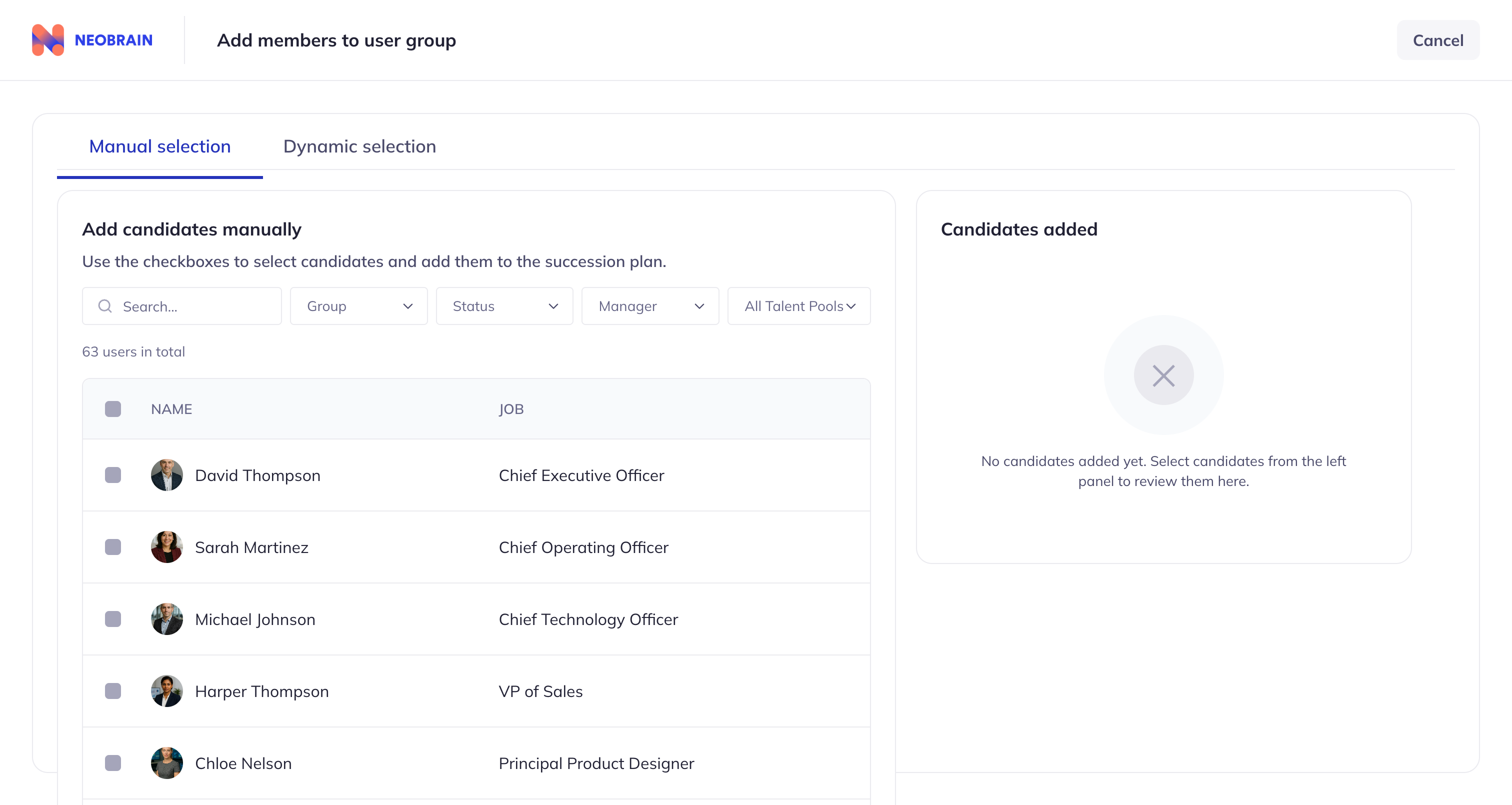 Add Members - Manual Selection