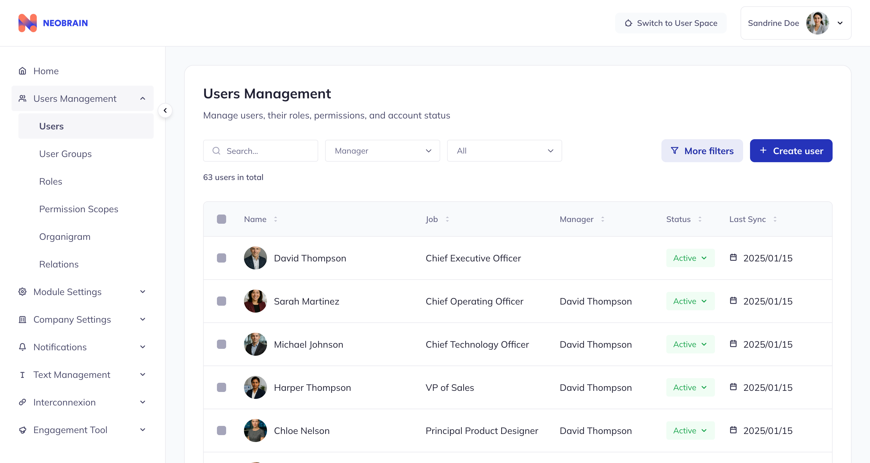 Liste des utilisateurs
